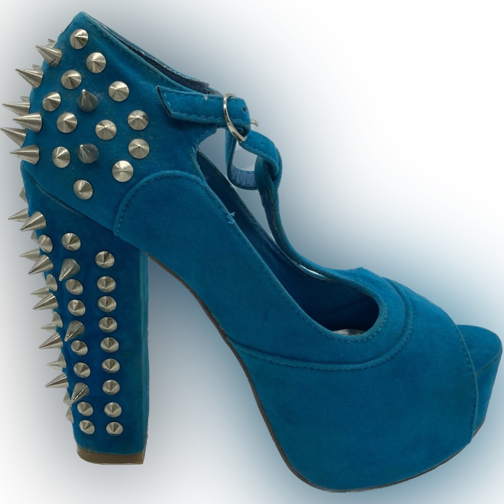 Vintage Blue Studded Heels Size 8.5 - Picture 4 of 10